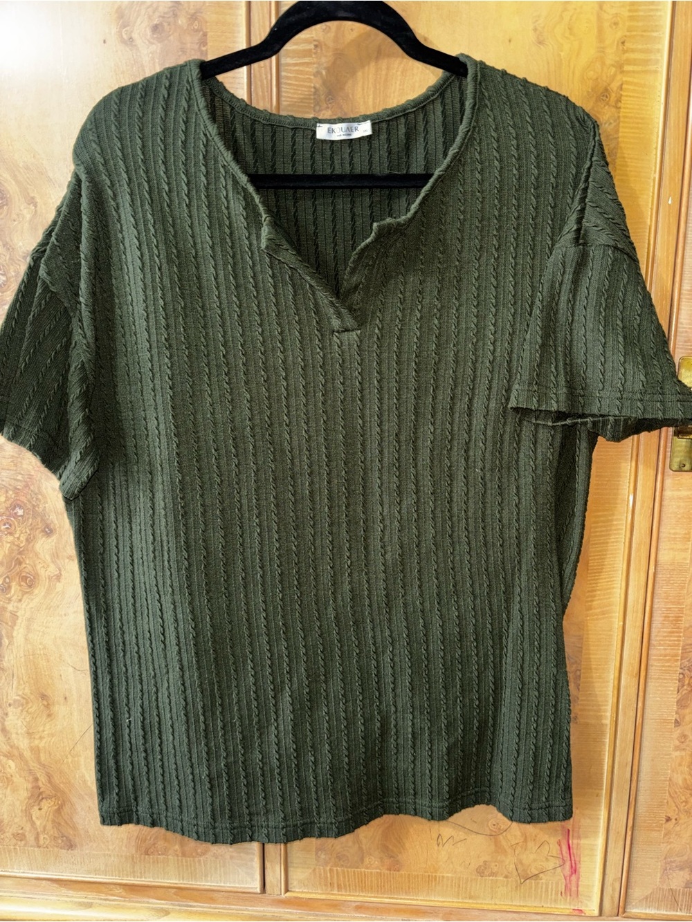 Women’s Olive Green Short-Sleeve Knit Top size XXL